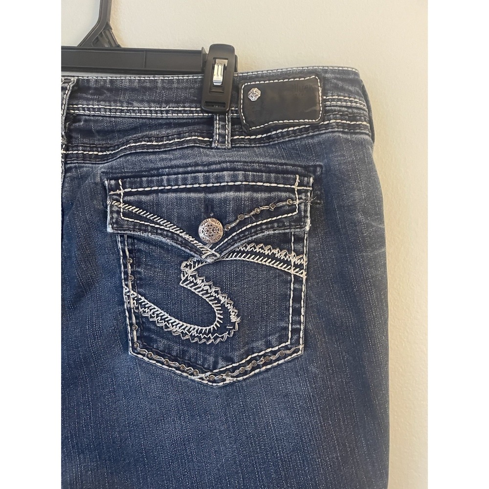 Silver Natsuki Dark Wash‎  Flap Pocket Bootcut Denim Jeans Women 24 31
